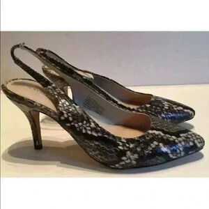 express Heels Snakeskin Print Pointy Toe Slingback